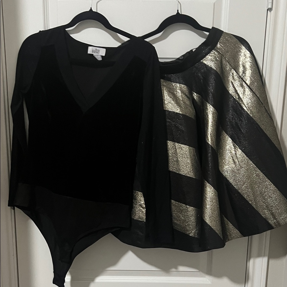 Badgley Mischka Black and Gold Bodysuit